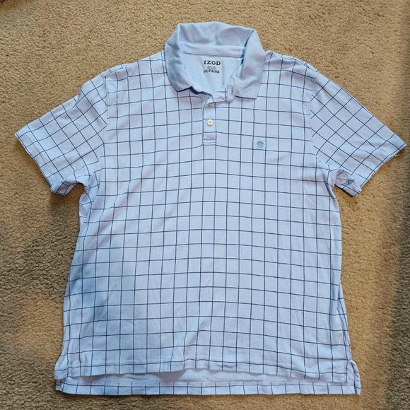 Izod Other - IZOD Men's Windward Interlock Windowpane Soft Touch Polo - Clear Air Blue XXL